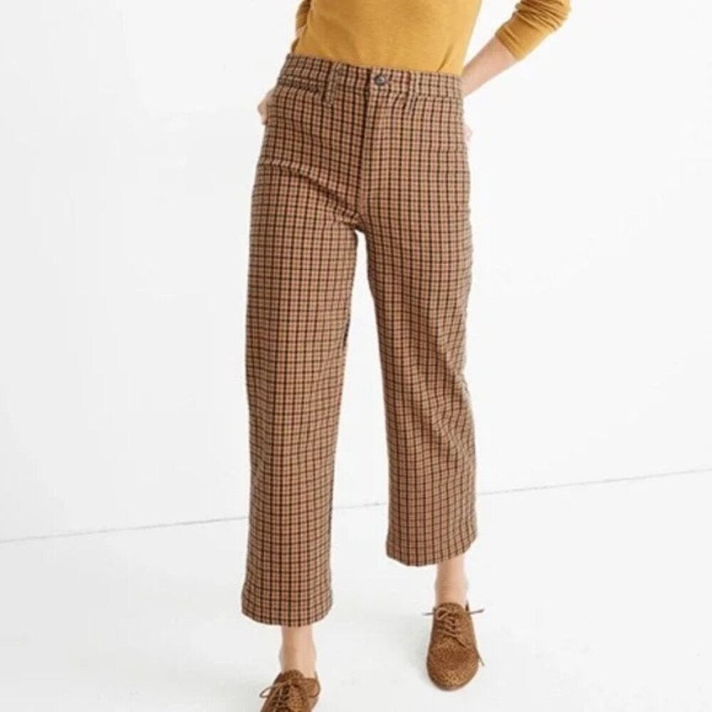 Madewell Slim Emmett Wide Leg Crop in Desert Check